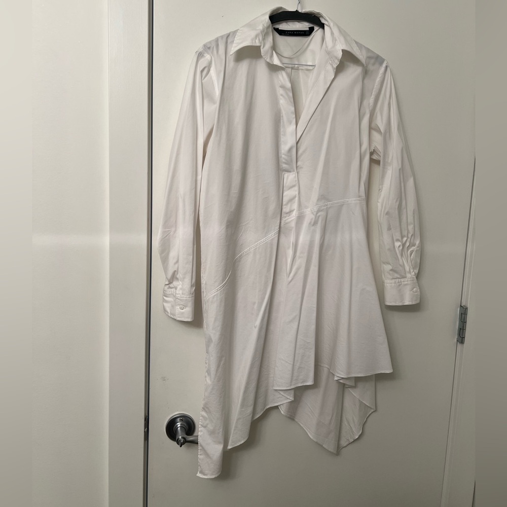 Zara White Asymmetrical Top/Dress – Size Small